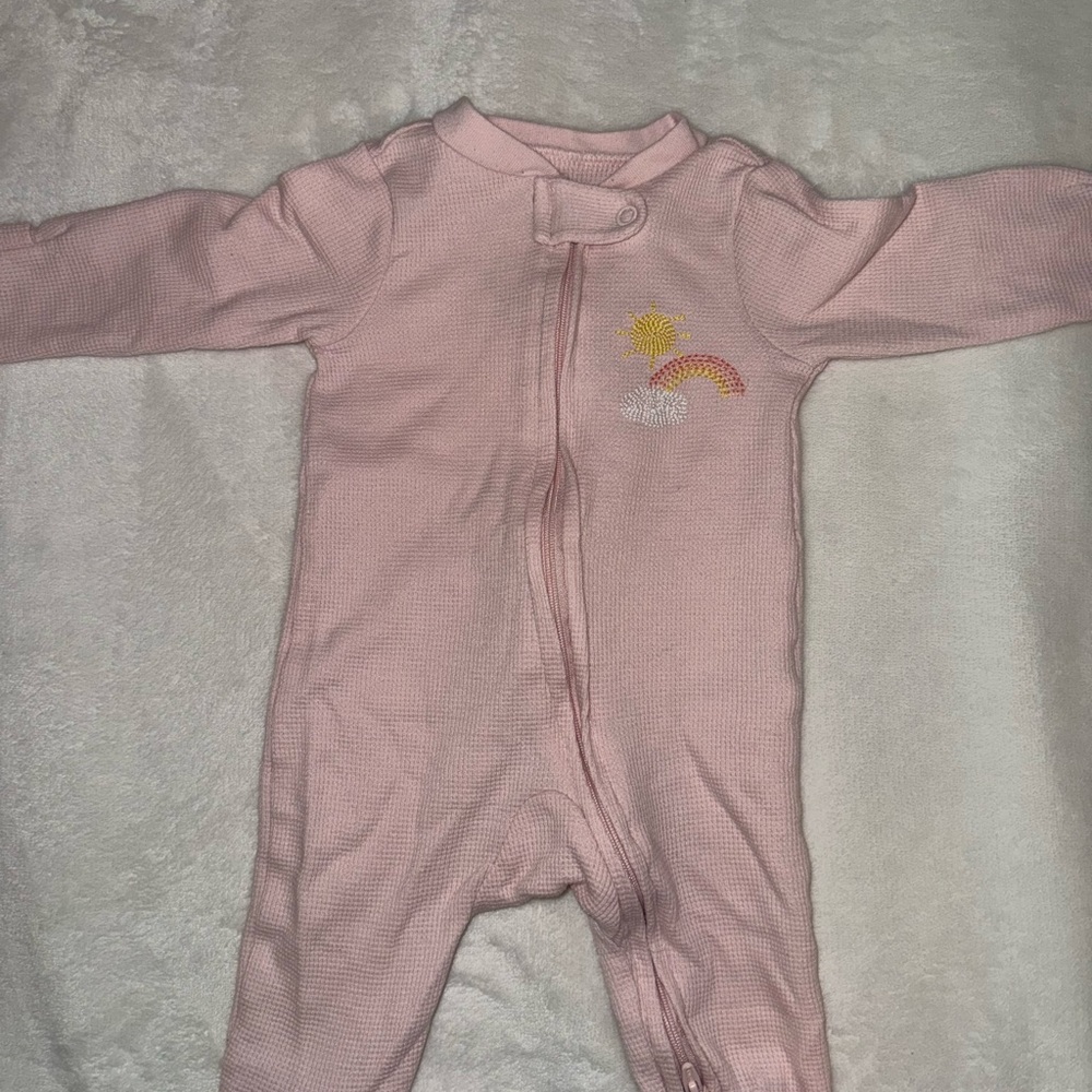 Carter's Pink Footie with Rainbow Embroidery